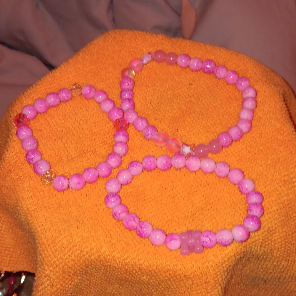 Light pink glass bead bracelet set